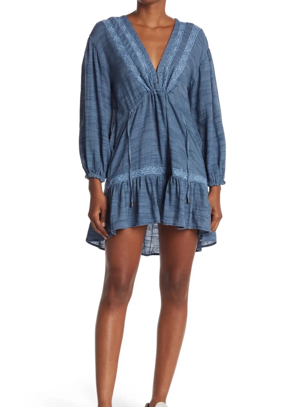 Free People Rugged Beauty Lace Panel swing dress sky wash